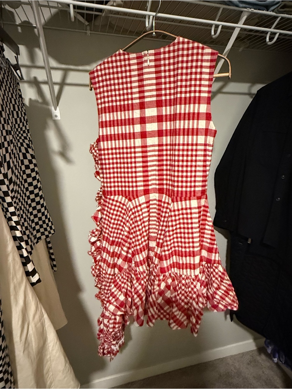 H&M X Simone Rocha Red Plaid Ruffle Dress - Picture 3 of 7